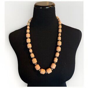 J. Crew Light Pink Lucite Long Beaded Necklace Rhinestones Retired